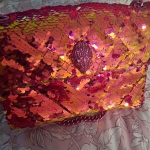 Sequin Chain Shoulder Bag - Pink